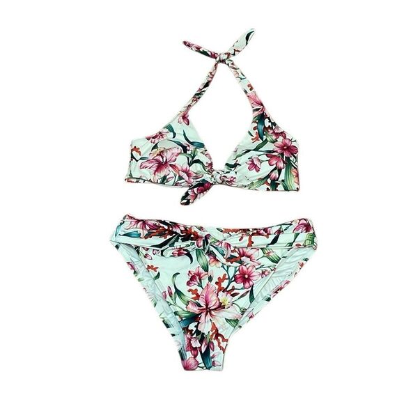 Carmen Marc Valvo Bikini, tie front floral, 2 piece set, Medium - Picture 1 of 13